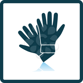 Criminal Gloves Icon. Square Shadow Reflection Design. Vector Illustration.