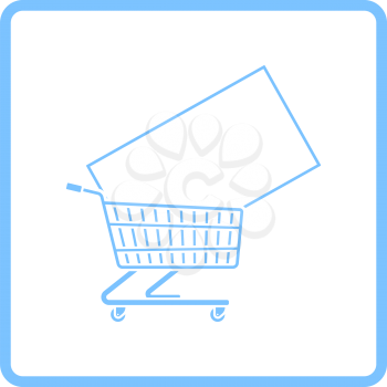 Shopping Cart With TV Icon. Blue Frame Design. Vector Illustration.