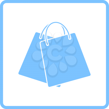 Two Shopping Bags Icon. Blue Frame Design. Vector Illustration.