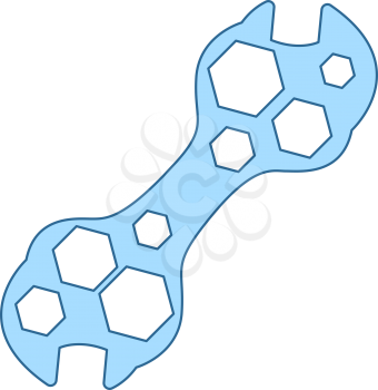 Bike Spanner Icon. Thin Line With Blue Fill Design. Vector Illustration.