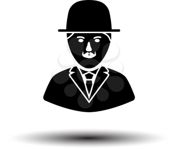 Detective Icon. Black on White Background With Shadow. Vector Illustration.