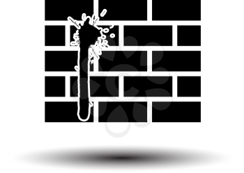 Blood On Brick Wall Icon. Black on White Background With Shadow. Vector Illustration.