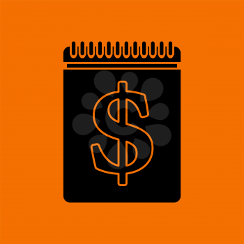 Dollar Calendar Icon. Black on Orange Background. Vector Illustration.