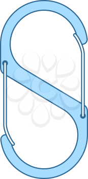 Alpinist Double Sided Carabine Icon. Thin Line With Blue Fill Design. Vector Illustration.