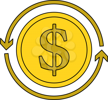 Cash Back Coin Icon. Editable Outline With Color Fill Design. Vector Illustration.