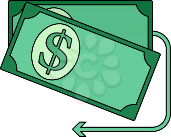 Cash Back Dollar Banknotes Icon. Editable Outline With Color Fill Design. Vector Illustration.