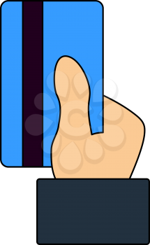 Hand Hold Crdit Card Icon. Editable Outline With Color Fill Design. Vector Illustration.