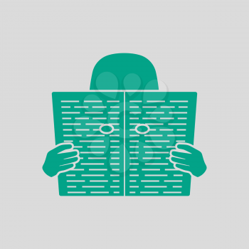 Newspaper Hole Icon. Green on Gray Background. Vector Illustration.