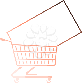 Shopping Cart With TV Icon. Flat Color Ladder Design. Vector Illustration.