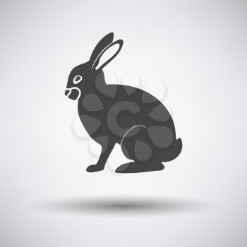 Easter Rabbit Icon. Dark Gray on Gray Background With Round Shadow. Vector Illustration.