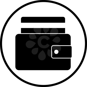 Credit Card Get Out From Purse Icon. Thin Circle Stencil Design. Vector Illustration.