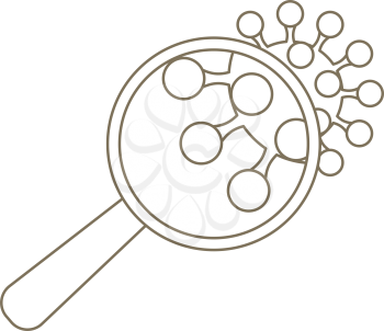 Magnifier Over Coronavirus Molecule Icon. Editable Stroke Simple Design. Vector Illustration.