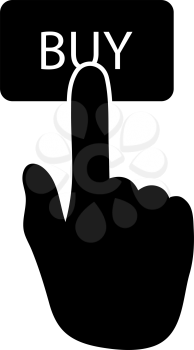 Finger Push The Buy Button Icon. Black Stencil Design. Vector Illustration.