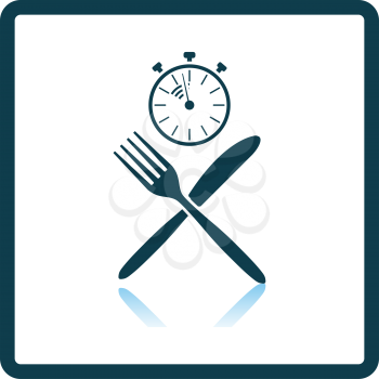 Fast Lunch Icon. Square Shadow Reflection Design. Vector Illustration.