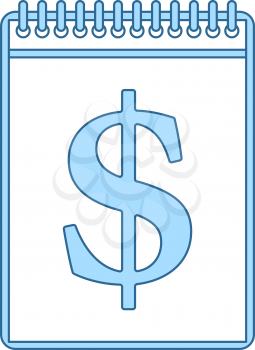 Dollar Calendar Icon. Thin Line With Blue Fill Design. Vector Illustration.