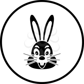 Easter Rabbit Icon. Thin Circle Stencil Design. Vector Illustration.