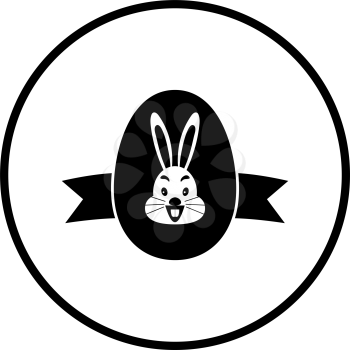 Easter Egg With Ribbon Icon. Thin Circle Stencil Design. Vector Illustration.