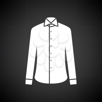 Business Shirt Icon. White on Black Background. Vector Illustration.