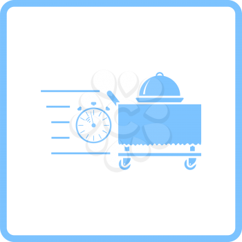 Fast Room Service Icon. Blue Frame Design. Vector Illustration.