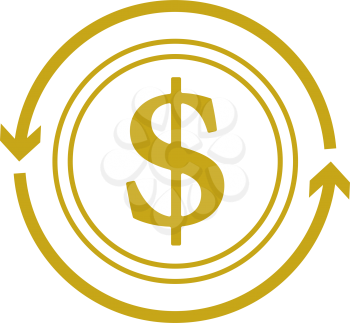 Cash Back Coin Icon. Flat Color Design. Vector Illustration.