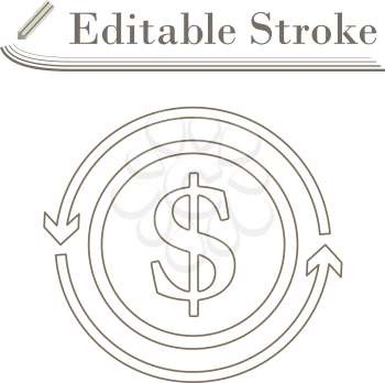 Cash Back Coin Icon. Editable Stroke Simple Design. Vector Illustration.
