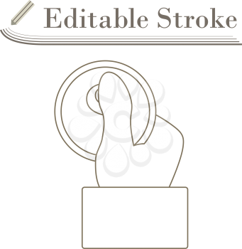 Hand Hold Dollar Coin Icon. Editable Stroke Simple Design. Vector Illustration.