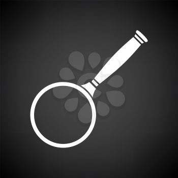 Magnifier Icon. White on Black Background. Vector Illustration.