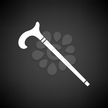 Walking Stick Icon. White on Black Background. Vector Illustration.