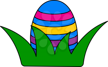 Easter Egg In Grass Icon. Editable Outline With Color Fill Design. Vector Illustration.
