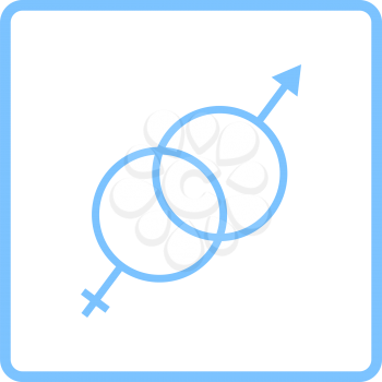 Man Female Symbol Icon. Blue Frame Design. Vector Illustration.