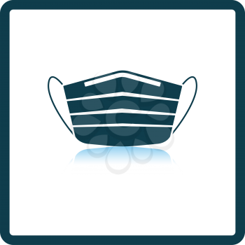 Medical Face Mask Icon. Square Shadow Reflection Design. Vector Illustration.