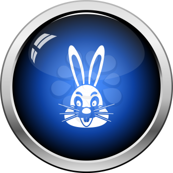 Easter Rabbit Icon. Glossy Button Design. Vector Illustration.