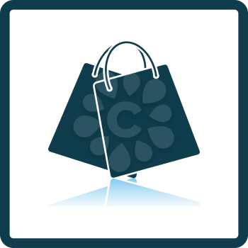 Two Shopping Bags Icon. Square Shadow Reflection Design. Vector Illustration.