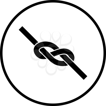 Alpinist Rope Knot Icon. Thin Circle Stencil Design. Vector Illustration.