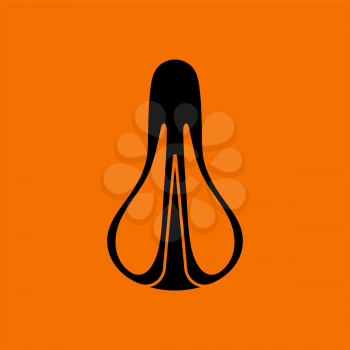 Bike Seat Icon Top View. Black on Orange Background. Vector Illustration.