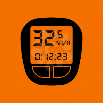 Bike Computer Icon. Black on Orange Background. Vector Illustration.