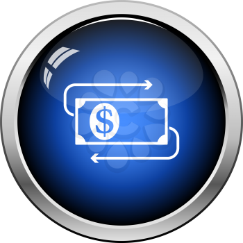 Cash Back Dollar Banknote Icon. Glossy Button Design. Vector Illustration.