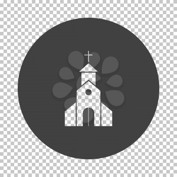 Church Icon. Subtract Stencil Design on Tranparency Grid. Vector Illustration.
