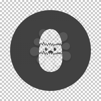 Easter Chicken In Egg Icon. Subtract Stencil Design on Tranparency Grid. Vector Illustration.
