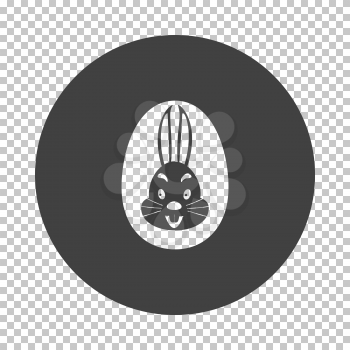 Easter Egg With Rabbit Icon. Subtract Stencil Design on Tranparency Grid. Vector Illustration.