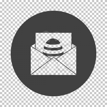 Envelop With Easter Egg Icon. Subtract Stencil Design on Tranparency Grid. Vector Illustration.