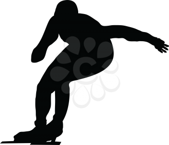 Skating man silhouette. Black on white.  Vector illustration.