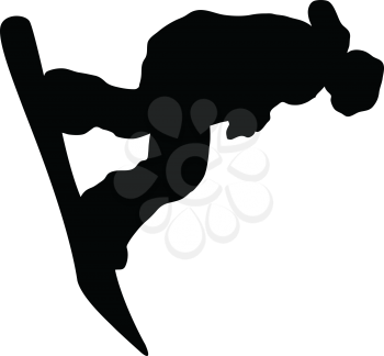 Snowboarder man silhouette. Black on white.  Vector illustration.