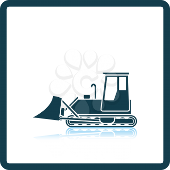 Icon of Construction bulldozer. Shadow reflection design. Vector illustration.