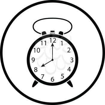 Alarm clock icon. Thin circle design. Vector illustration.