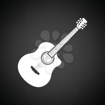 Acoustic guitar icon. Black background with white. Vector illustration.