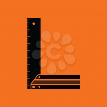 Setsquare icon. Orange background with black. Vector illustration.