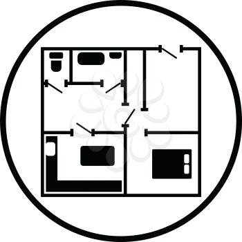 Icon of apartment plan. Thin circle design. Vector illustration.