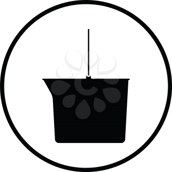 Icon of bucket. Thin circle design. Vector illustration.
