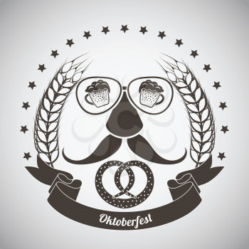 Oktoberfest Vintage Emblem. Dark brown over gray gradient background. Vector Illustration.